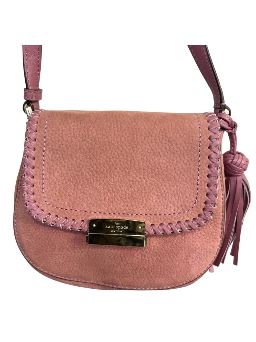 Kate Spade New York Adalise Somerton Crossbody Bag Pink Suede Leather Coquette - Picture 16 of 16